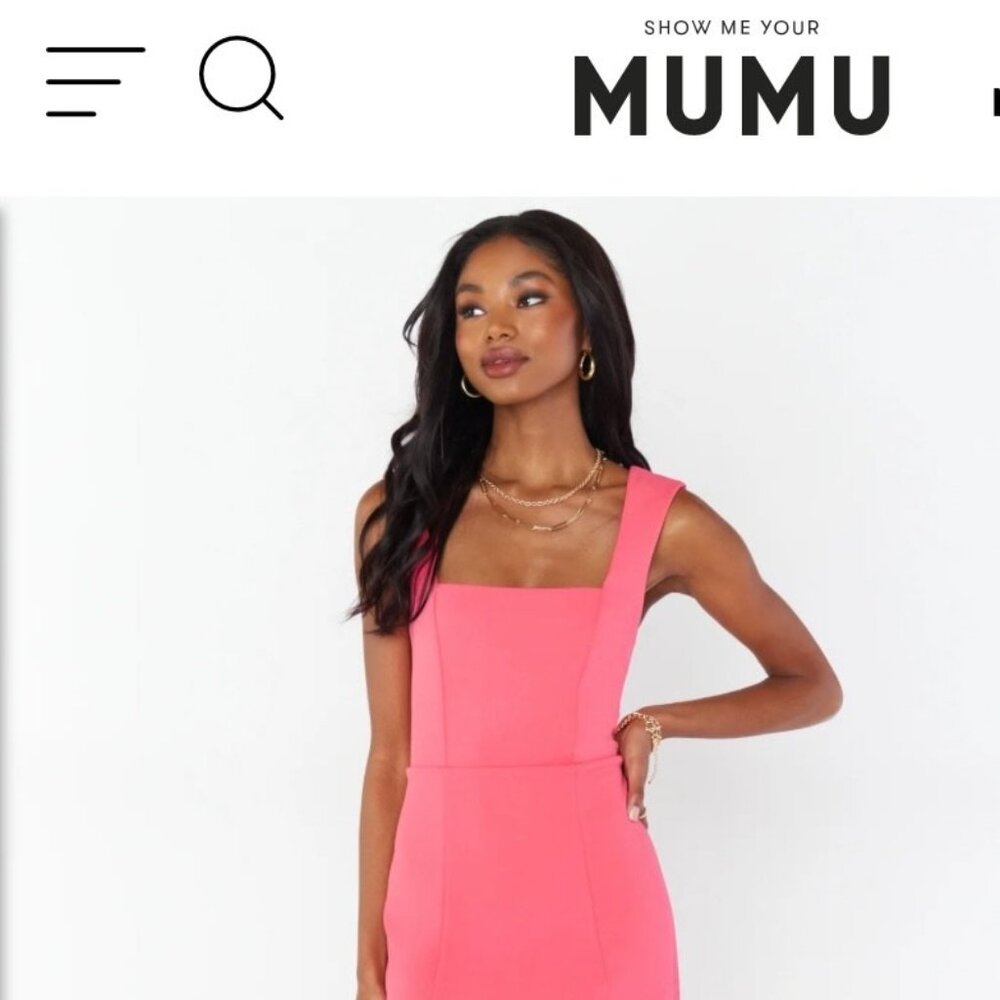 Show Me Your Mumu Flamingo Pink Stretch Eden Midi Dress Small